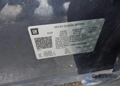 2019 GMC Acadia Slt-2 из США, поврежденный, VIN 1GKKNNLS2KZ202085